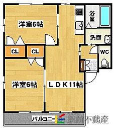 花みず樹C 2LDKの間取図画像