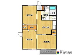 パディービレッジ鶴田B 3DKの間取図画像