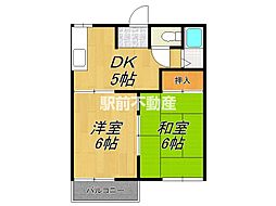 コーポ・ツルB棟 2DKの間取図画像