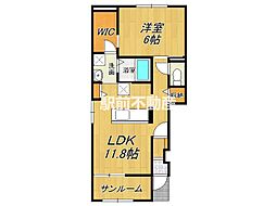 プリムラ壱番館 1階1LDKの間取り