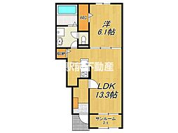 ポタージュ 1階1LDKの間取り