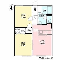 エスポワール上峰A 2LDKの間取図画像