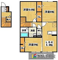 ボナールB 3DKの間取図画像