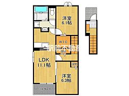 ブリアンメゾンみやきB 2LDKの間取図画像