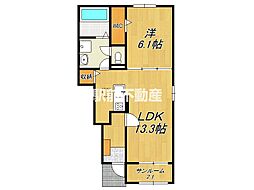 フレアルーチェ日ノ隈II 1LDKの間取図画像
