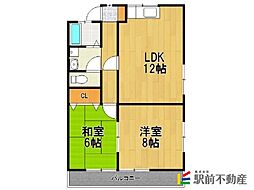 パークサイド柳河B棟 2LDKの間取図画像