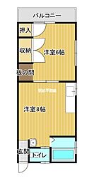 寿コーポ 1LDKの間取図画像
