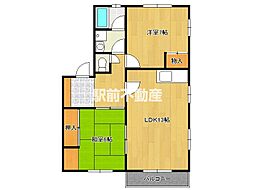 ヴァンベール瀬高1 2LDKの間取図画像
