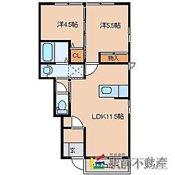 オスト蒲池2 2LDKの間取図画像