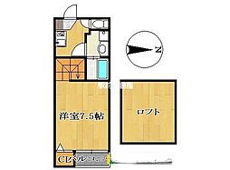シエラ柳川 1Kの間取図画像
