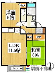 セジュールメゾンB 2LDKの間取図画像