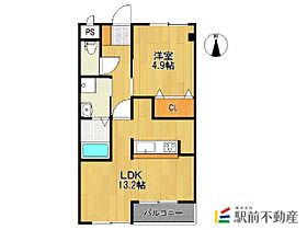 withCASA 107 ｜ 福岡県筑後市大字熊野194-9（賃貸アパート1LDK・1階・42.75㎡） その2