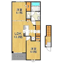 グラント　ア　ウィッシュ 2階2LDKの間取り