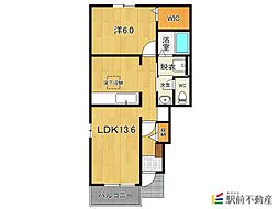 エトワール・フィラントI 1階1LDKの間取り