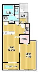 パルク・エリナス 920 1LDKの間取図画像