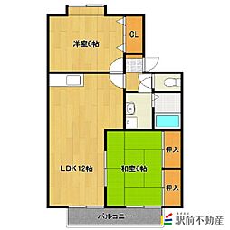 セジュール筑後A 2LDKの間取図画像