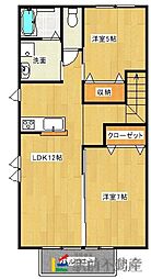 フェリオ玄ヶ野A 2LDKの間取図画像