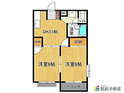 フローレンスハイム 2DKの間取図画像