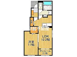 アンカンシエル2 1LDKの間取図画像