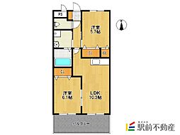 アヴァンティ一条 2LDKの間取図画像