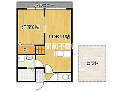 エブリポターミ 1階1LDKの間取り