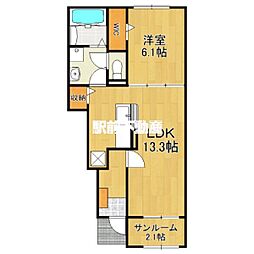 チェスナッツ　桜大 1階1LDKの間取り