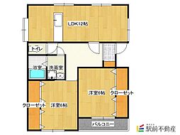 オオクマハイツB 2LDKの間取図画像
