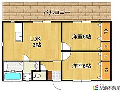 ベラジオ大木B 2LDKの間取図画像