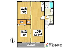 レトアガーデンヒルズB 2LDKの間取図画像