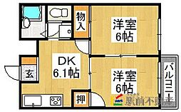 リベラル 2DKの間取図画像