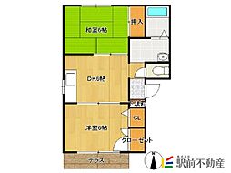セピアコート1 2DKの間取図画像