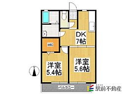 カーサスカイ 2DKの間取図画像