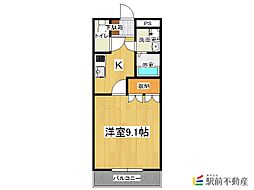 シャインヒル 1Kの間取図画像