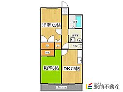 セキレイマンション大川 2DKの間取図画像