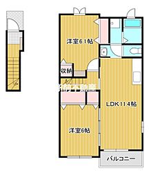 バウクロッツ2 2LDKの間取図画像