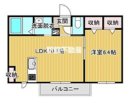 アルビコッカ大川 1LDKの間取図画像