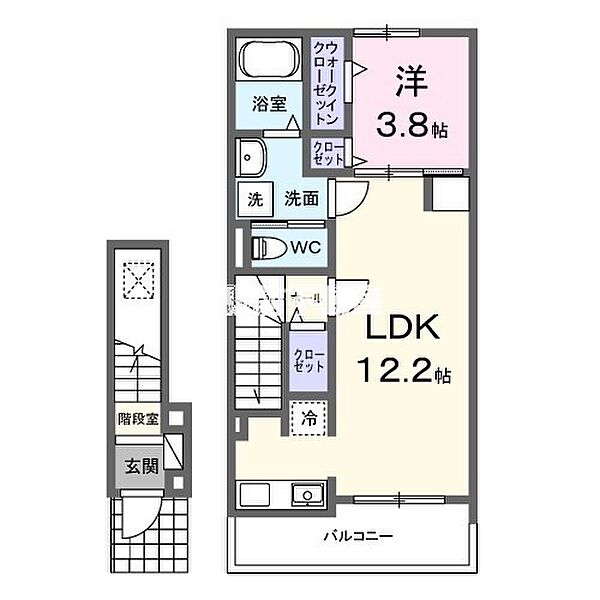 クレストアドバンステンパイI 203｜福岡県筑紫野市武蔵3丁目(賃貸アパート1LDK・2階・42.56㎡)の写真 その2