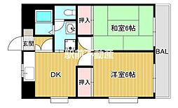 アルファハイツ春日 2DKの間取図画像