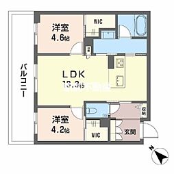 シャーメゾン トレゾール 2LDKの間取図画像
