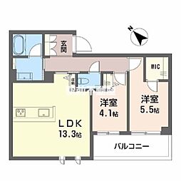 シャーメゾン トレゾール 2LDKの間取図画像