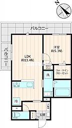 アズール伯玄 1LDKの間取図画像