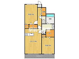 リッツハウス伯水 2LDKの間取図画像