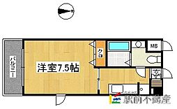プリエール 1Kの間取図画像