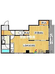 ハッピーエステート湯町 1LDKの間取図画像