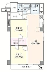 シャトレー北馬込 2LDKの間取り