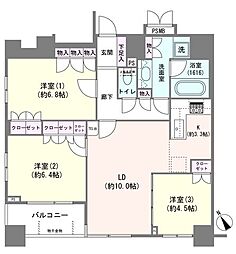 パラッシオ目黒不動前 3LDKの間取図画像