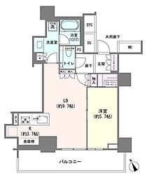 ザ・パークハウス三田ガーデンレジデンス&タワータワー棟 1LDKの間取図画像