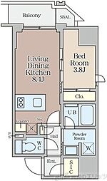 クレストコート堂島 5階1LDKの間取り