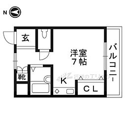 アンフィニィ・橋の内2 ワンルームの間取図画像