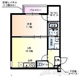 フジパレス井高野5番館 1LDKの間取図画像
